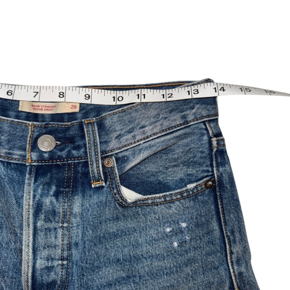 Levi’s Wedgie Straight High Rise Distressed Button Fly Jeans Size 26 - Picture 10 of 15
